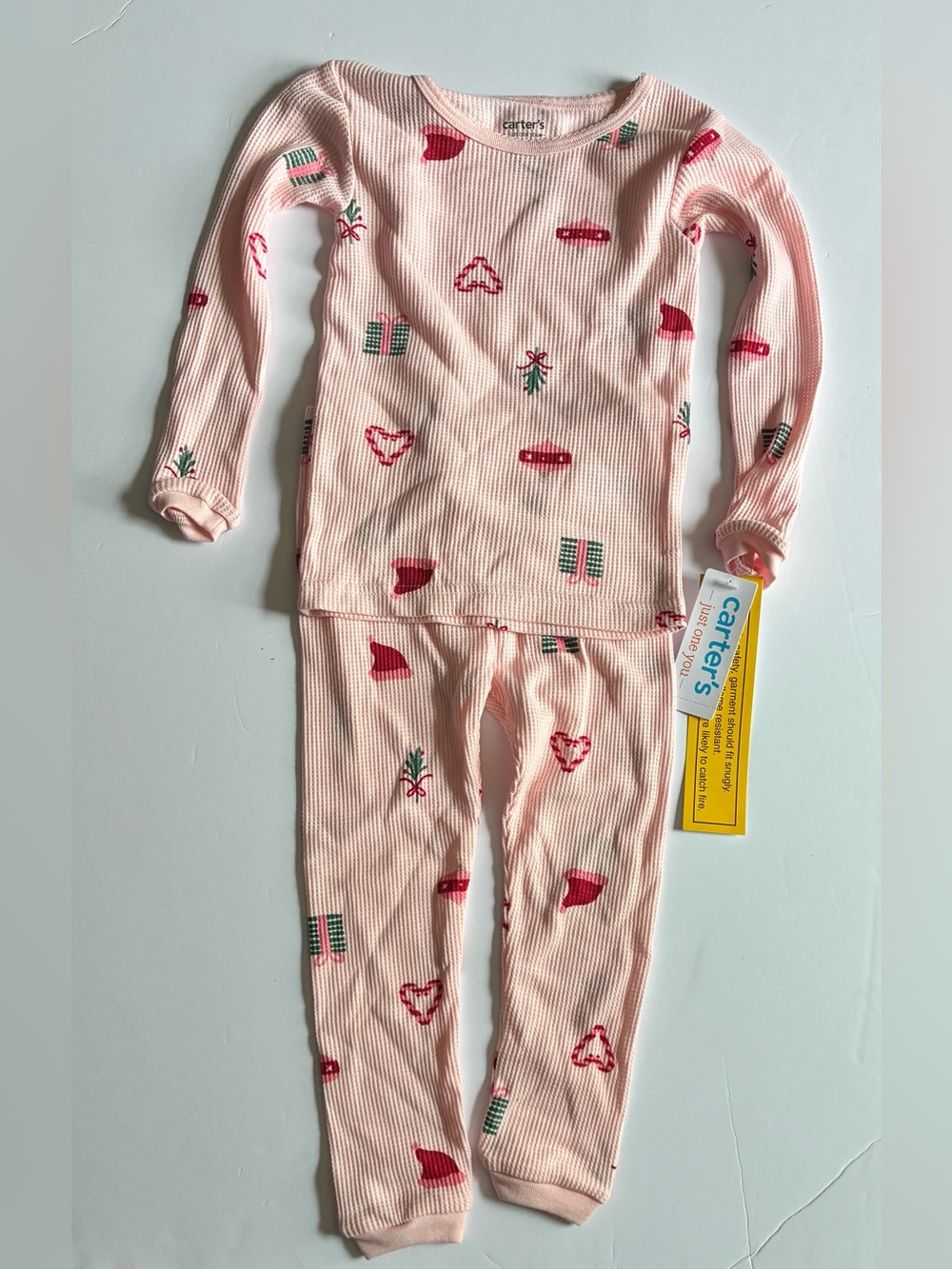 Carter's Just One You Girls 2T Holiday Pajamas NWT Pink Christmas Print